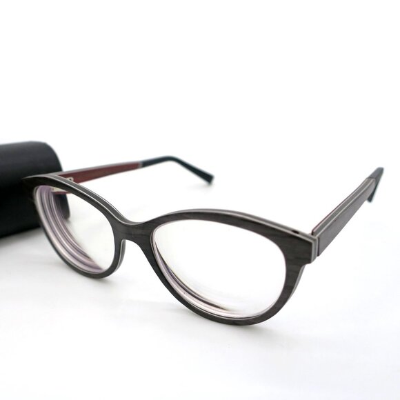 GOLD & WOOD Dea 01.03 Grey Oak Women's Semi Cat Eye Eyeglasses Frames 52-17-140 - Picture 3 of 7